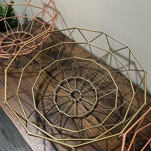 Rose Gold Metal Wire Decor Bowls, Holiday Christmas Thanksgiving dinner party